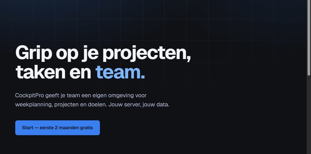 De website van Cockpit Pro, het project- en teambeheerplatform dat Beeldsensatie bouwde.
